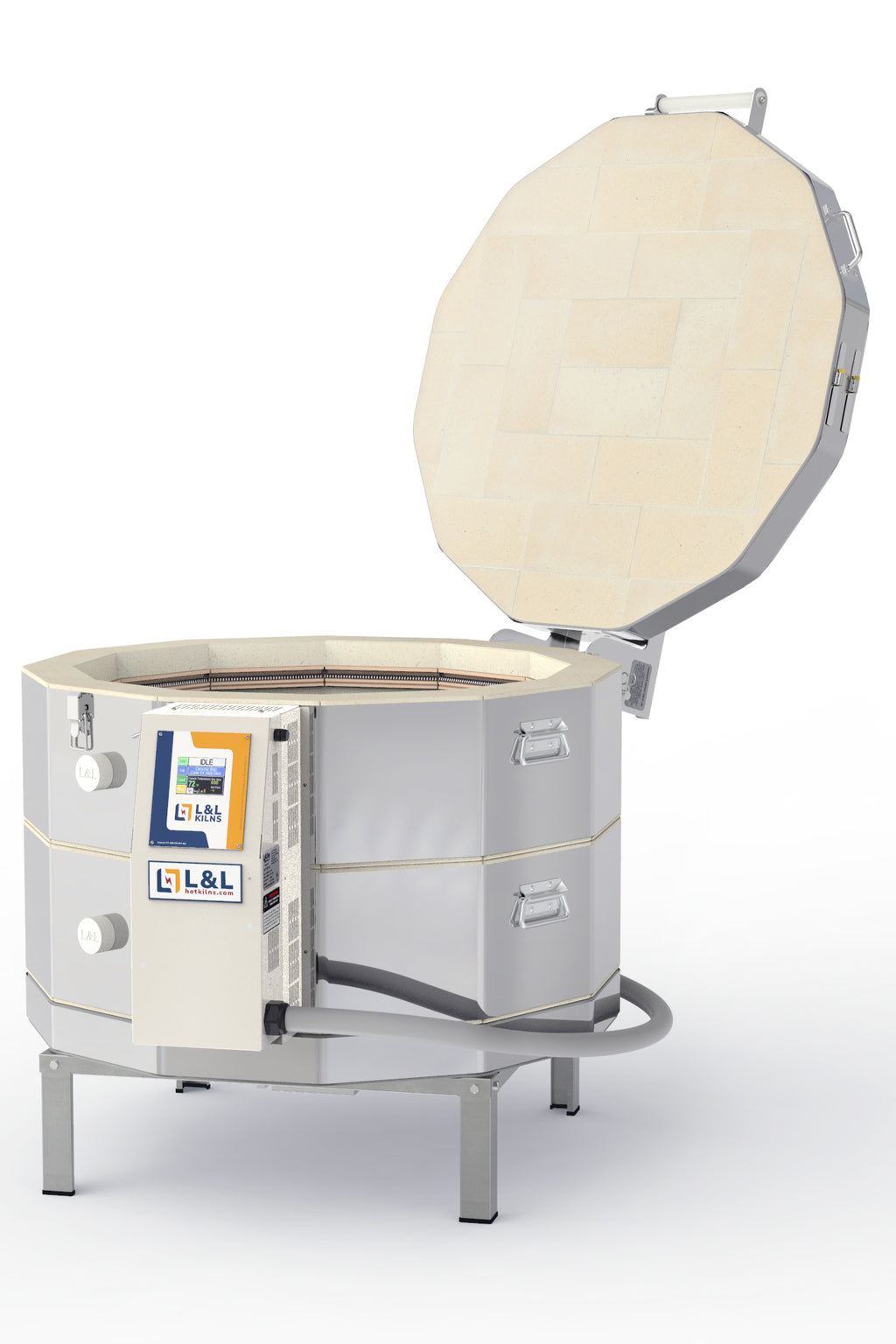 L&L e28S-3 Pottery Kiln alternate open view