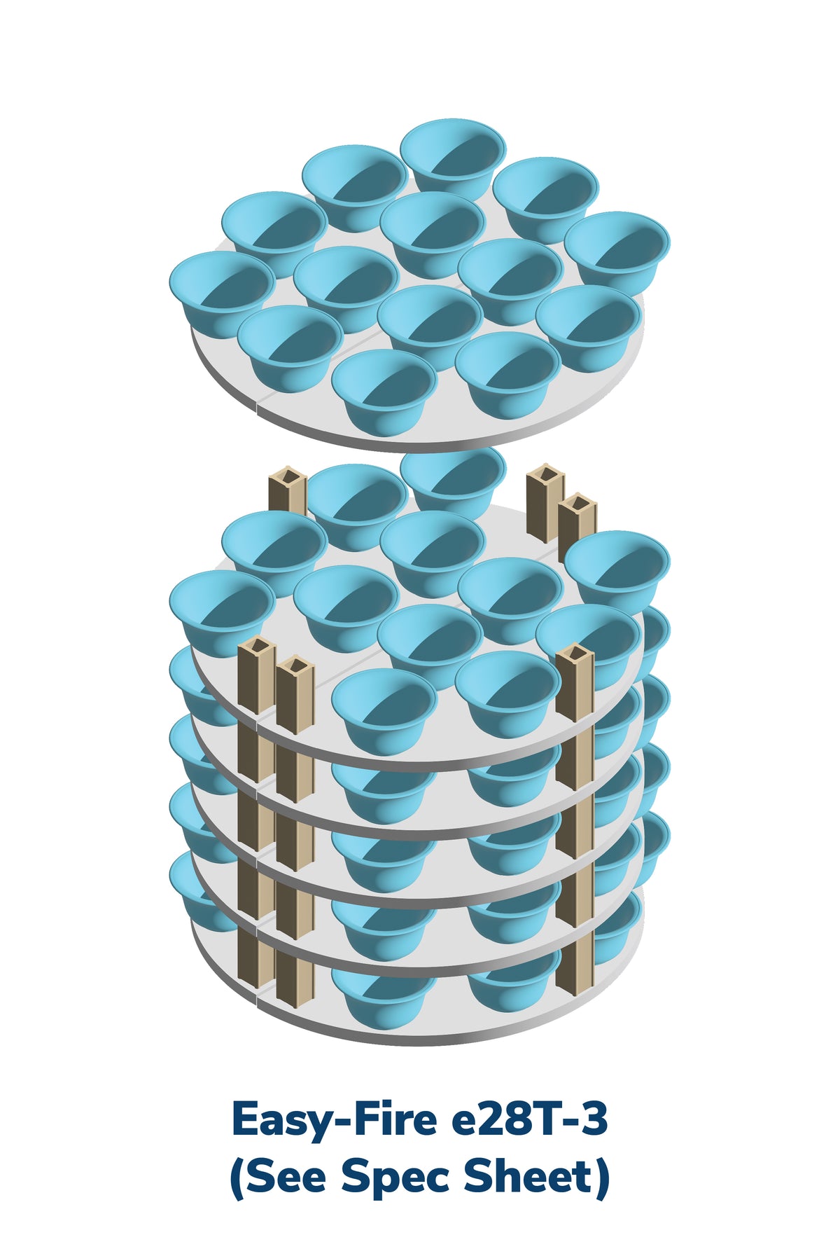 L&L e28T-3 Pottery Kiln kiln-loading capacity illustration