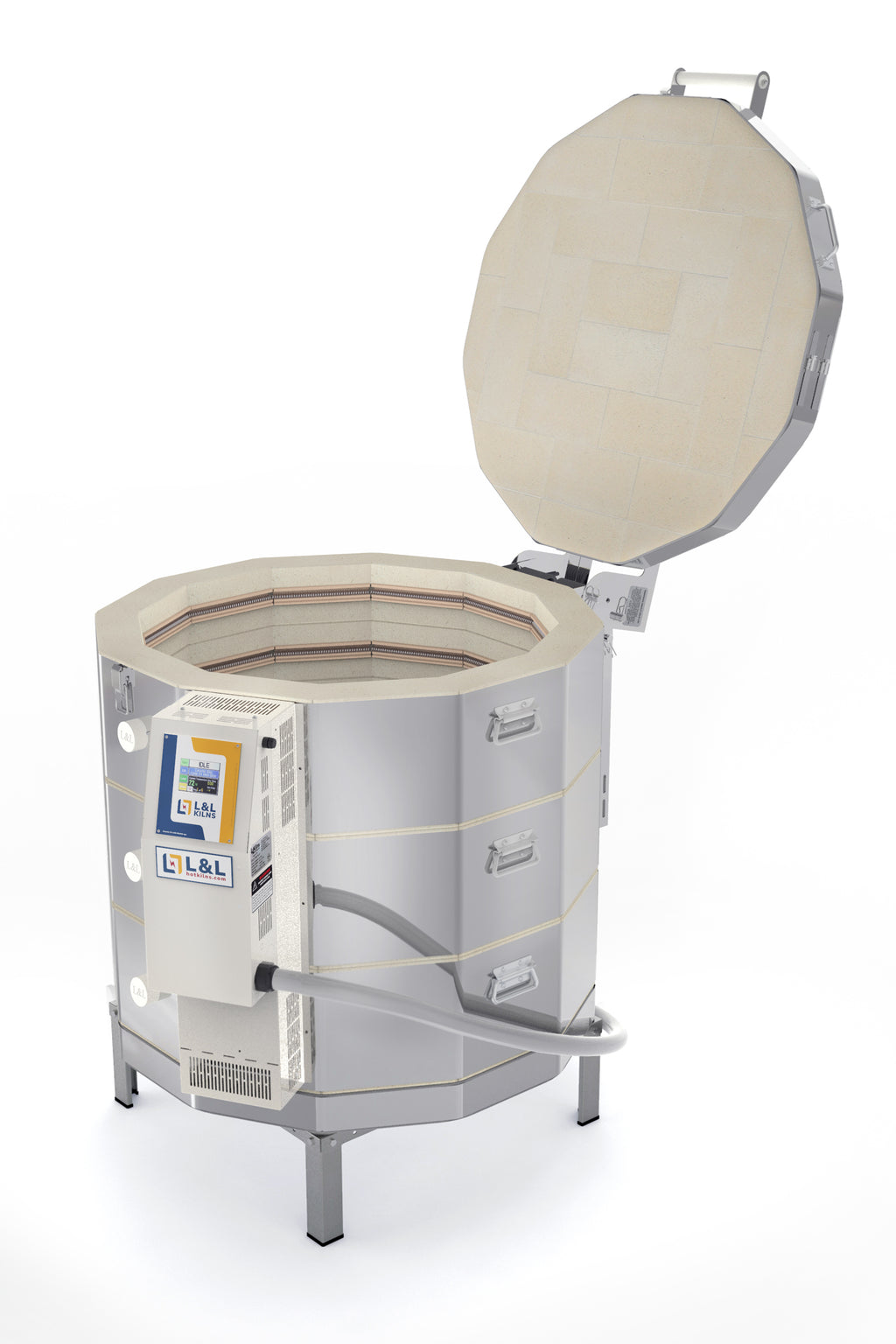 L&L e28T-3 Pottery Kiln alternate open view