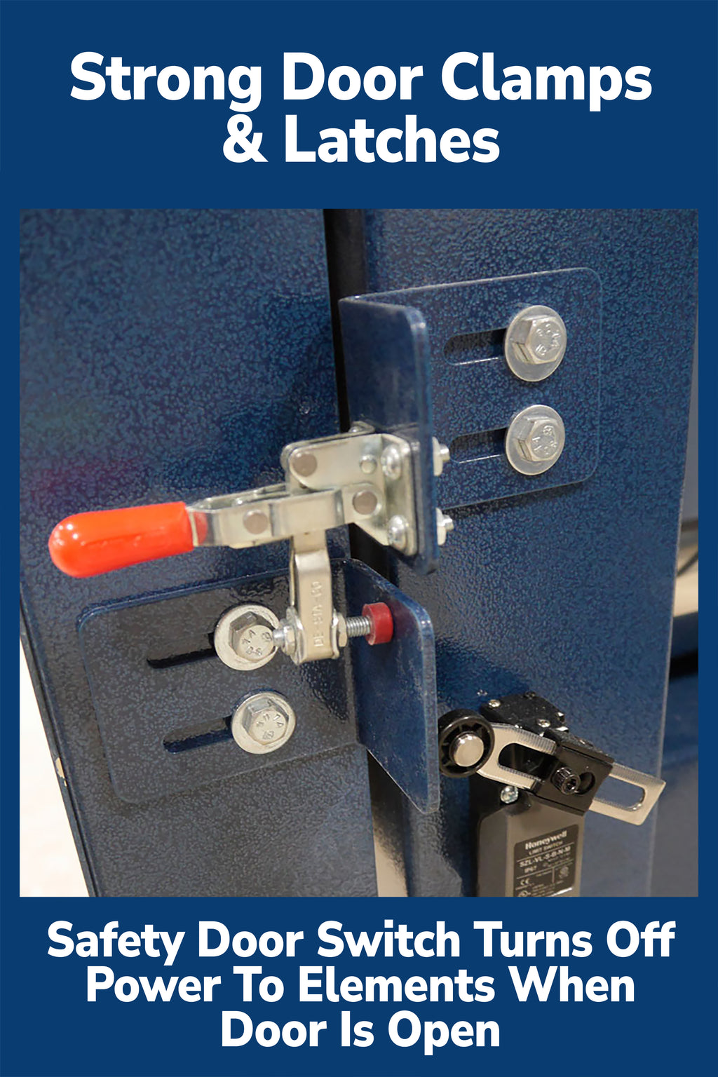 L&L eFL2635 Front-Loading Kiln door latch and safety switch detail