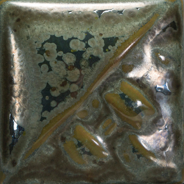 Mayco SW184 Speckled Toad fired glaze sample, cone 6